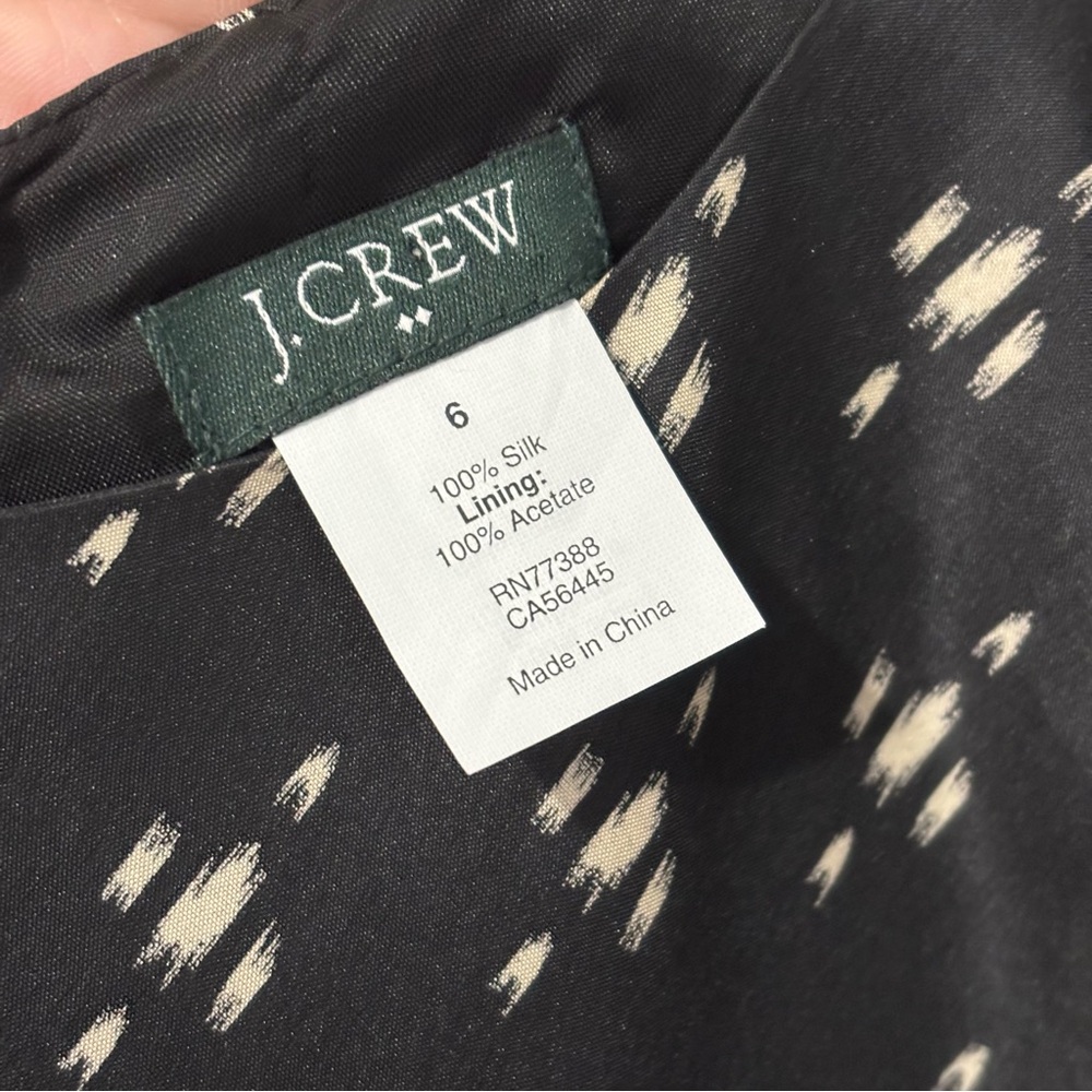 J. Crew Short Sleeve Silk Mini Dress Size 6 Abstract Polka Dots Print Scoop Neck - Picture 10 of 10